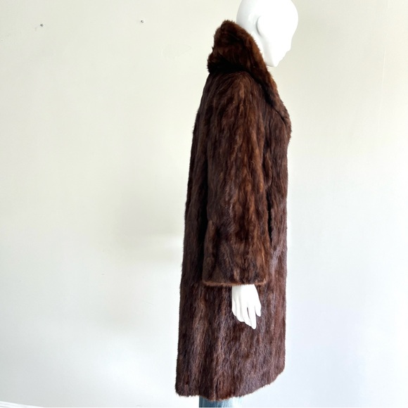 FURS by TRUESDELL Genuine Brown Mink Fur Long Sleeves Full Length Coat Sz M-L - Picture 10 of 16